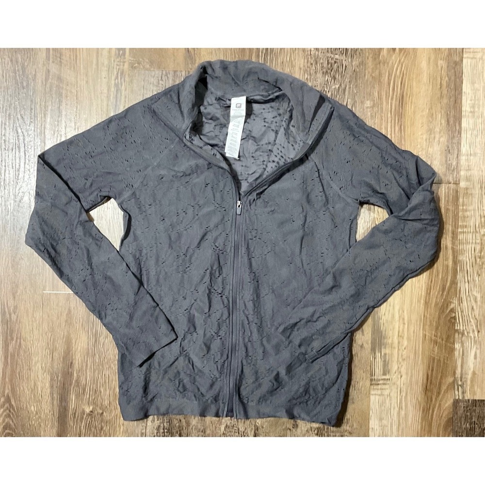 Fabletics womens Luciana Seamless Pointelle Jacket grey size large exercise